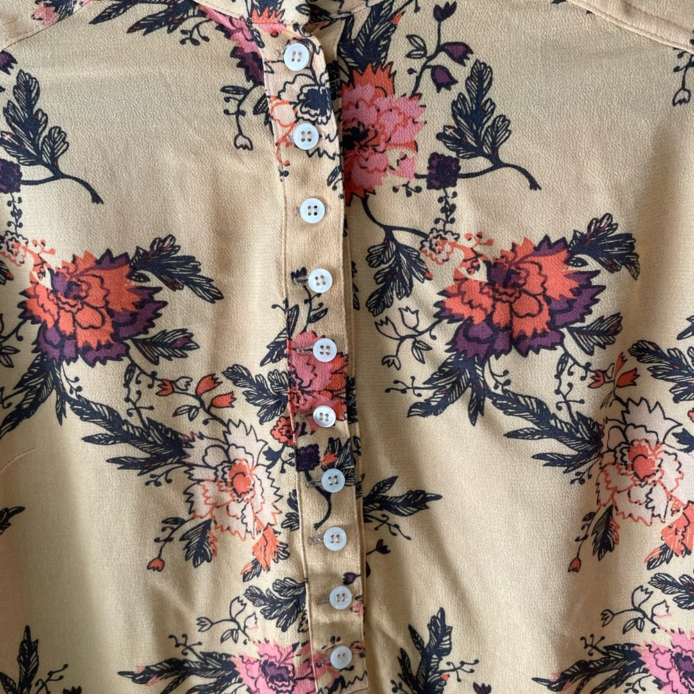 Free People Floral Button V-neck Boho Top with Bell Sleeves Size S - Picture 6 of 8